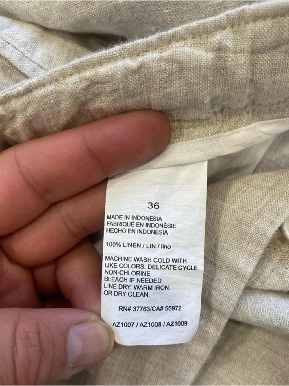 Perry Ellis Linen Pants Mens 38x30 Beige Button Fly Drawstring Beachy Summer